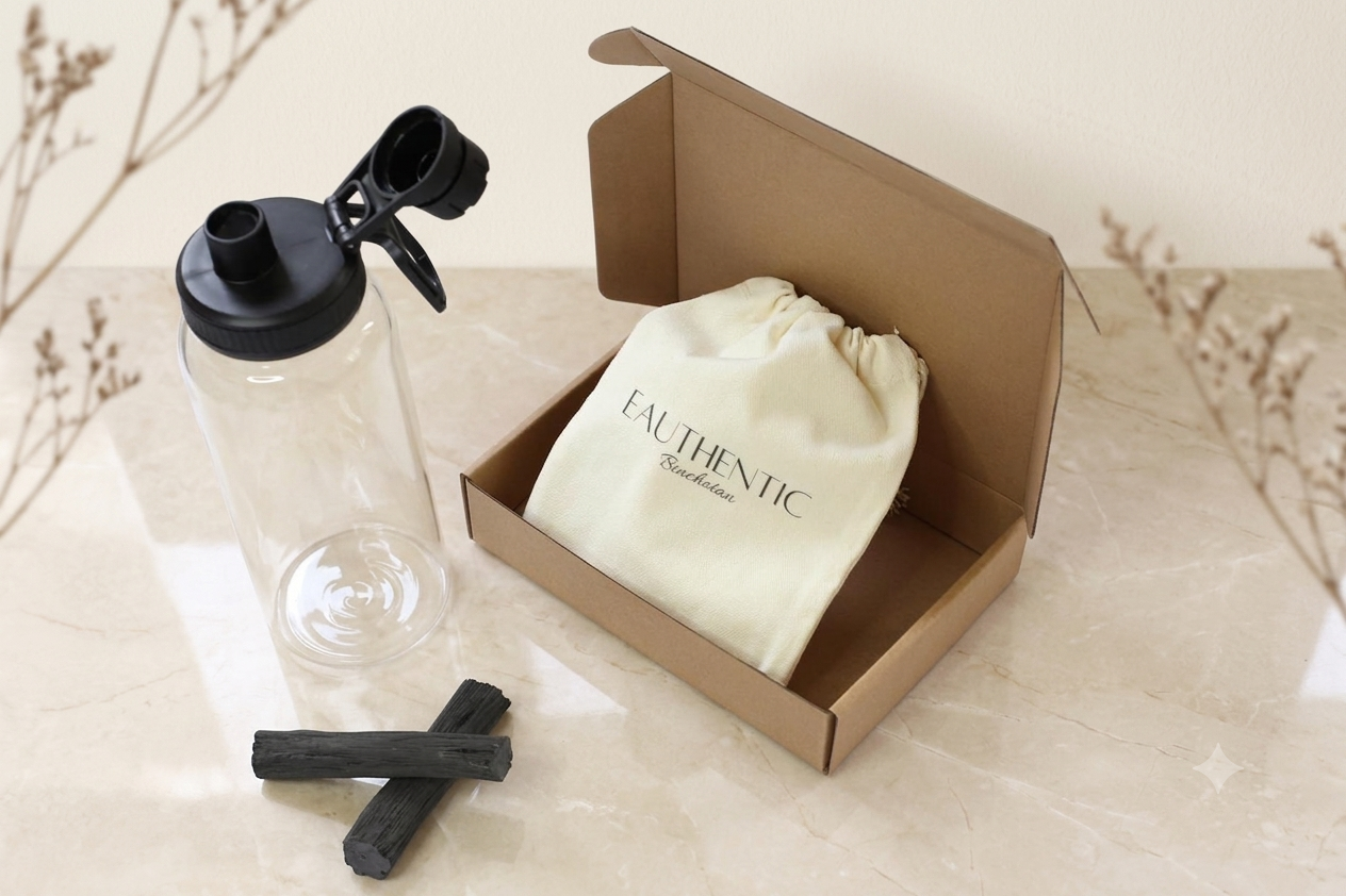 Gourde en verre 1L + Bâton Binchotan